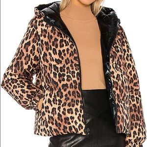 Alice + Olivia Durham Reversible Leopard Print Puffer Jacket